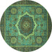 Round Oriental Turquoise Modern Rug, abs1474turq