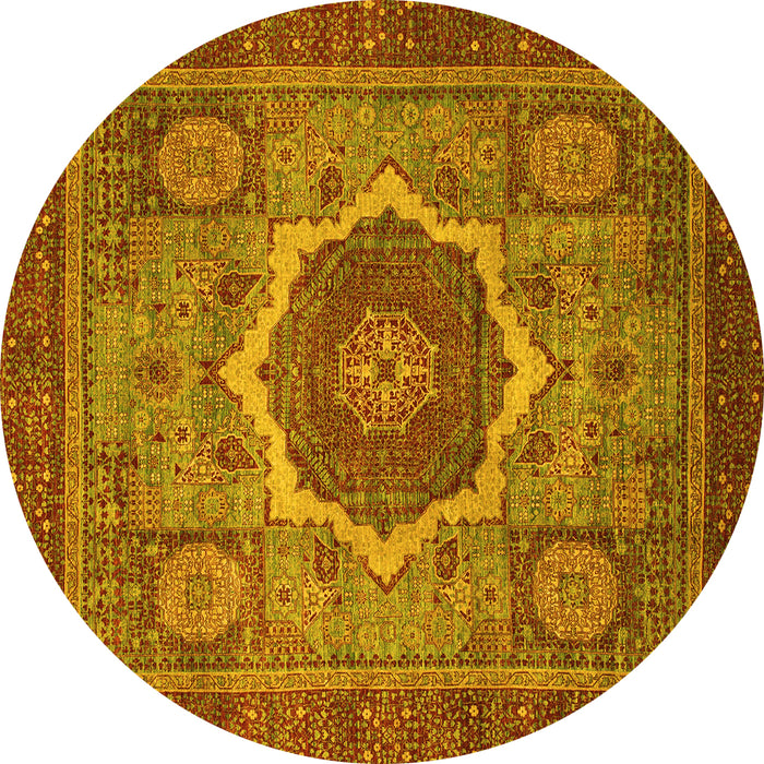 Round Oriental Yellow Modern Rug, abs1474yw