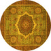 Round Oriental Yellow Modern Rug, abs1474yw