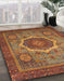 Abstract Red Oriental Rug in Family Room, abs1474