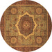 Round Machine Washable Oriental Brown Modern Rug, wshabs1474brn