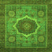Square Machine Washable Oriental Green Modern Area Rugs, wshabs1474grn