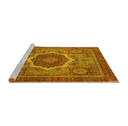 Sideview of Machine Washable Oriental Yellow Modern Rug, wshabs1474yw