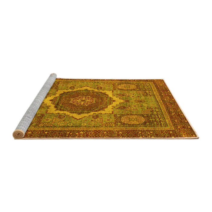 Sideview of Machine Washable Oriental Yellow Modern Rug, wshabs1474yw