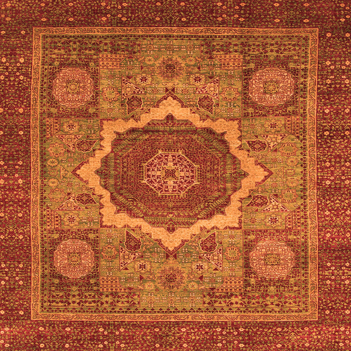 Square Machine Washable Oriental Orange Modern Area Rugs, wshabs1474org