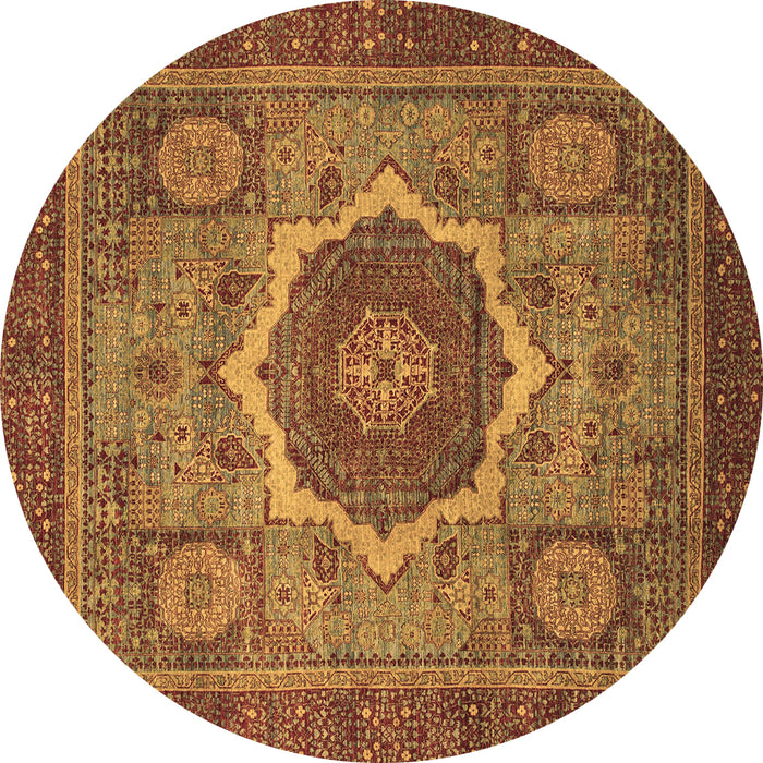 Round Oriental Brown Modern Rug, abs1474brn