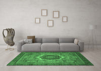 Machine Washable Oriental Emerald Green Modern Rug, wshabs1474emgrn