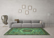 Machine Washable Oriental Turquoise Modern Area Rugs in a Living Room,, wshabs1474turq