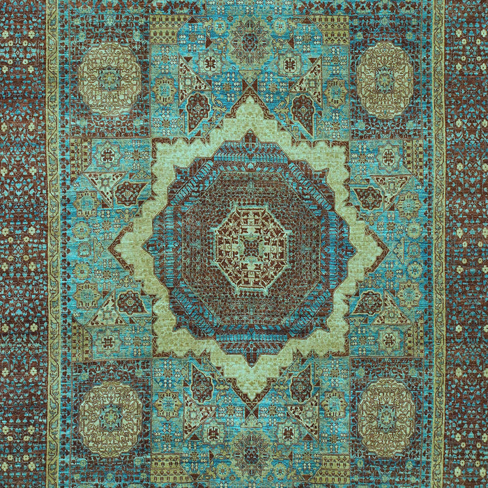 Machine Washable Oriental Light Blue Modern Rug, wshabs1474lblu