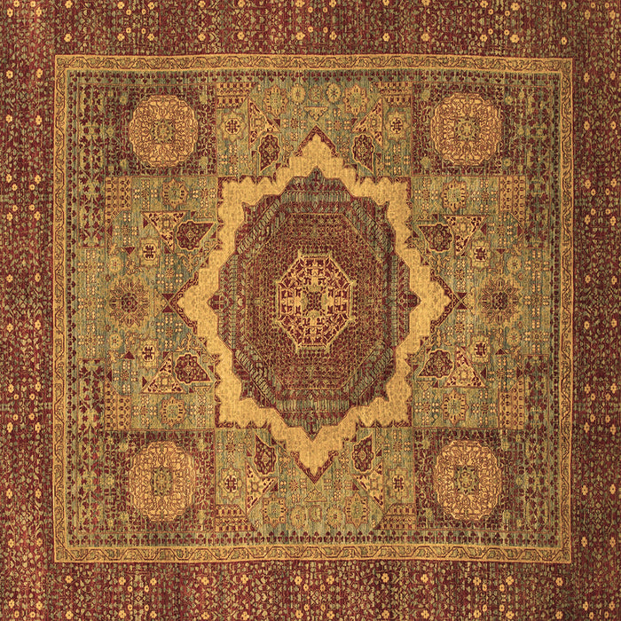 Square Machine Washable Oriental Brown Modern Rug, wshabs1474brn