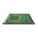 Sideview of Machine Washable Oriental Turquoise Modern Area Rugs, wshabs1474turq