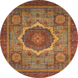 Round Abstract Red Oriental Rug, abs1474
