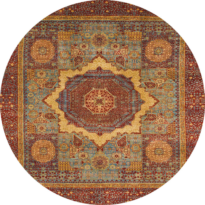Round Abstract Red Oriental Rug, abs1474