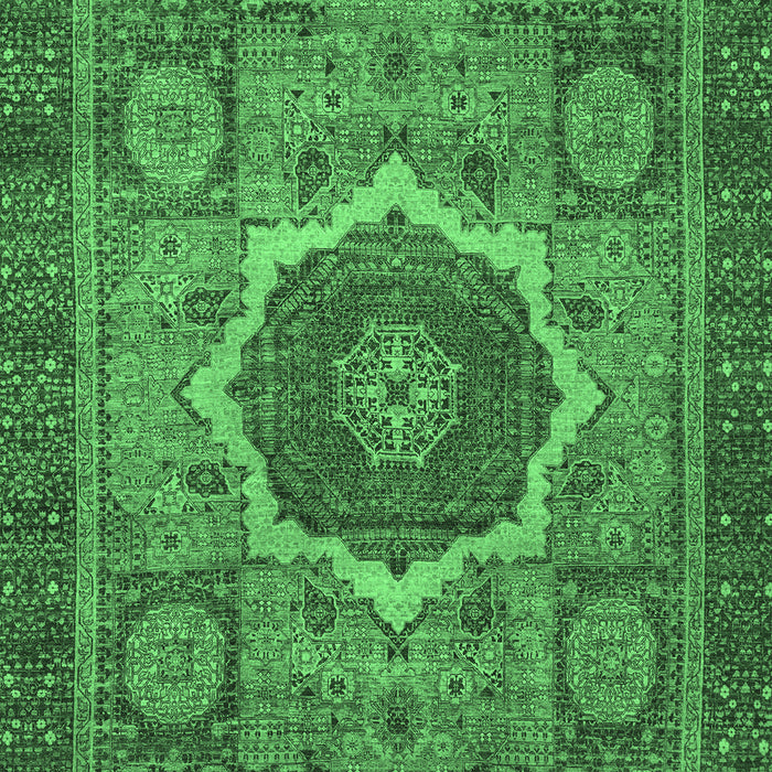 Machine Washable Oriental Emerald Green Modern Area Rugs, wshabs1474emgrn