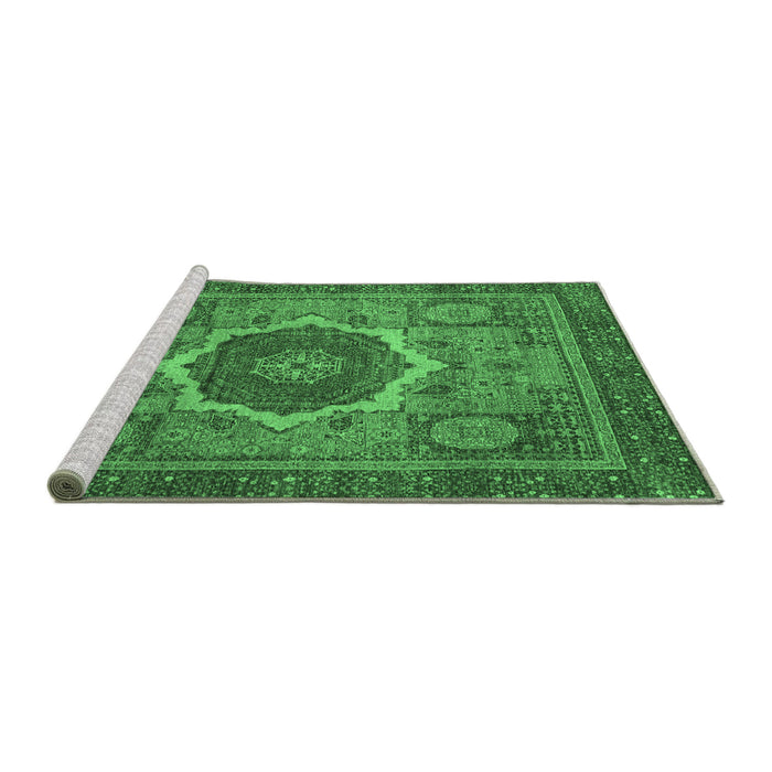 Sideview of Machine Washable Oriental Emerald Green Modern Area Rugs, wshabs1474emgrn
