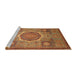 Sideview of Machine Washable Abstract Bronze Brown Rug, wshabs1475
