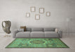 Machine Washable Oriental Turquoise Modern Area Rugs in a Living Room,, wshabs1475turq