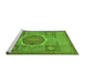 Sideview of Machine Washable Oriental Green Modern Area Rugs, wshabs1475grn