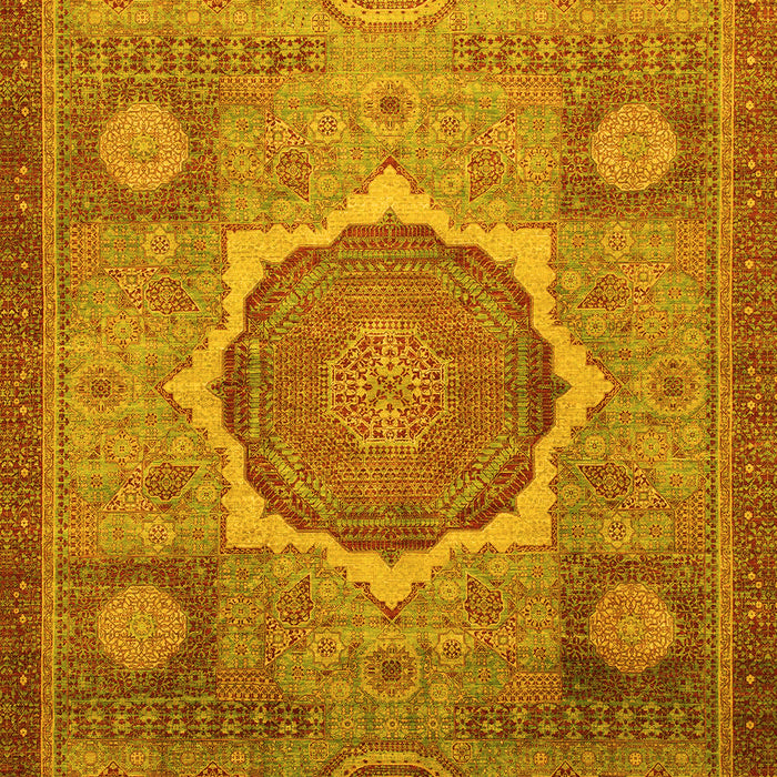 Machine Washable Oriental Yellow Modern Rug, wshabs1475yw