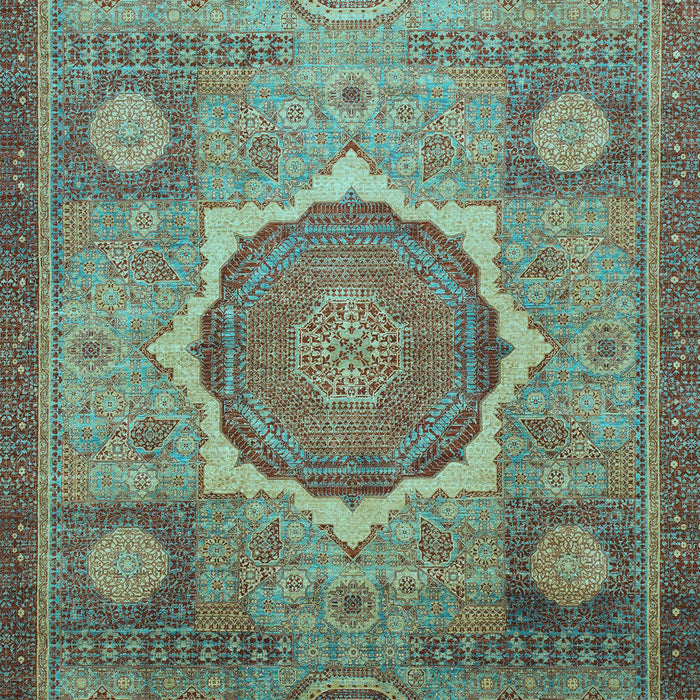 Machine Washable Oriental Light Blue Modern Rug, wshabs1475lblu