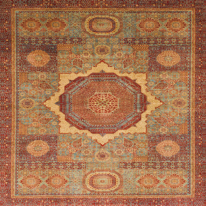Square Abstract Bronze Brown Oriental Rug, abs1475