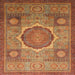 Square Abstract Bronze Brown Oriental Rug, abs1475