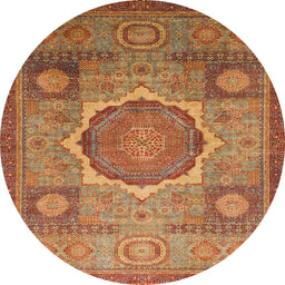Round Machine Washable Abstract Bronze Brown Rug, wshabs1475