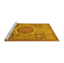 Sideview of Machine Washable Oriental Yellow Modern Rug, wshabs1475yw