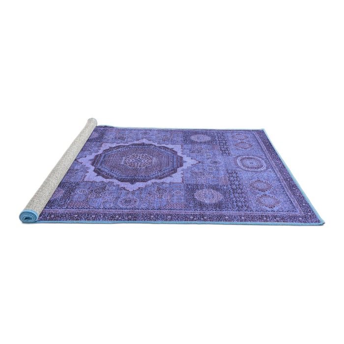 Sideview of Machine Washable Oriental Blue Modern Rug, wshabs1475blu