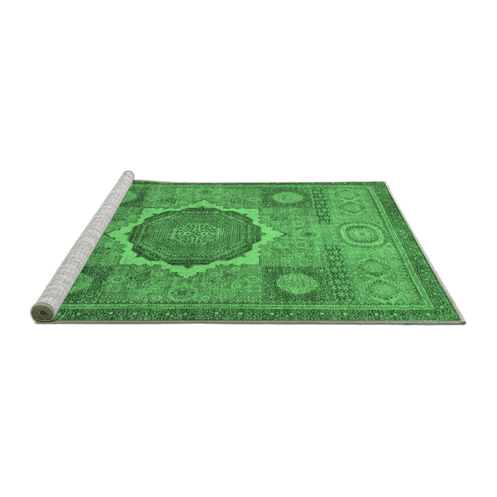 Sideview of Machine Washable Oriental Emerald Green Modern Area Rugs, wshabs1475emgrn