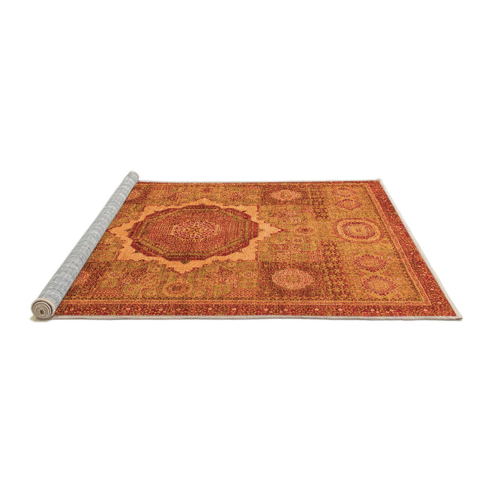 Sideview of Machine Washable Oriental Orange Modern Area Rugs, wshabs1475org
