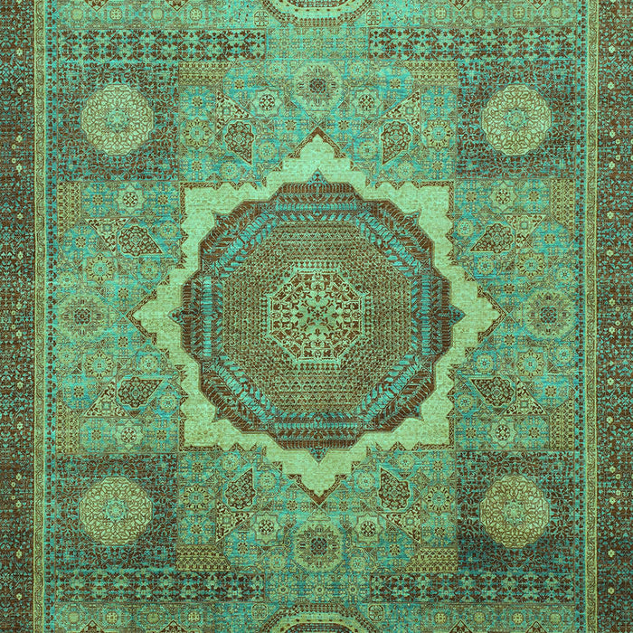 Machine Washable Oriental Turquoise Modern Area Rugs, wshabs1475turq