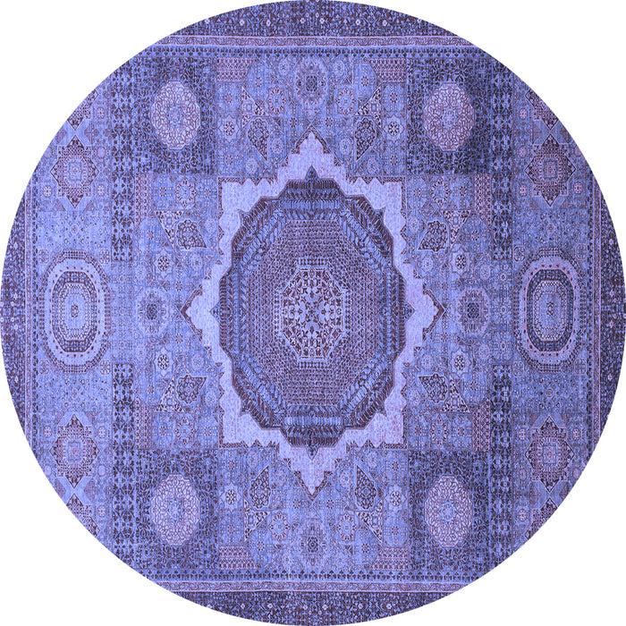 Round Oriental Blue Modern Rug, abs1475blu