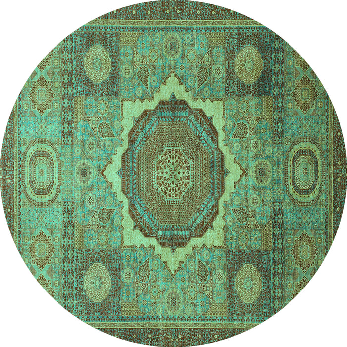 Round Oriental Turquoise Modern Rug, abs1475turq