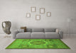 Machine Washable Oriental Green Modern Area Rugs in a Living Room,, wshabs1475grn