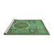 Sideview of Machine Washable Oriental Turquoise Modern Area Rugs, wshabs1475turq