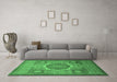 Machine Washable Oriental Emerald Green Modern Area Rugs in a Living Room,, wshabs1475emgrn