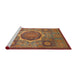 Sideview of Machine Washable Abstract Red Rug, wshabs1476