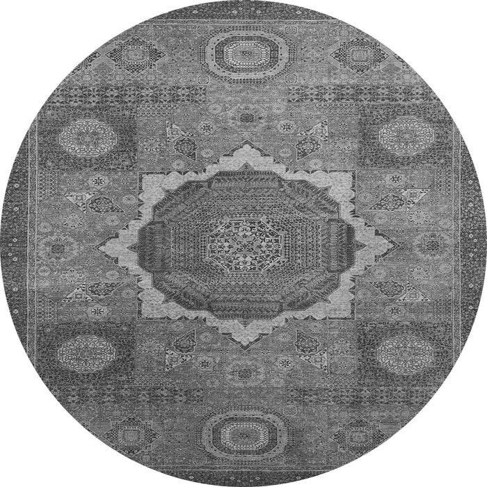Round Oriental Gray Modern Rug, abs1476gry