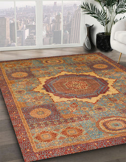 Abstract Red Oriental Rug in Family Room, abs1476