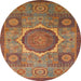 Round Machine Washable Abstract Red Rug, wshabs1476