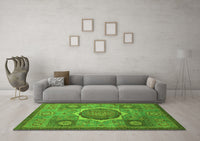 Machine Washable Oriental Green Modern Rug, wshabs1476grn