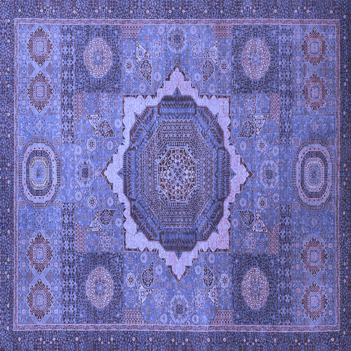 Square Machine Washable Oriental Blue Modern Rug, wshabs1476blu