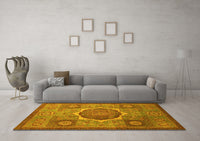 Machine Washable Oriental Yellow Modern Rug, wshabs1476yw