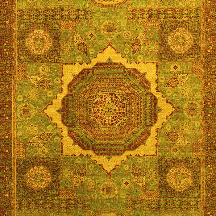 Machine Washable Oriental Yellow Modern Rug, wshabs1476yw