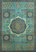 Machine Washable Oriental Light Blue Modern Rug, wshabs1476lblu