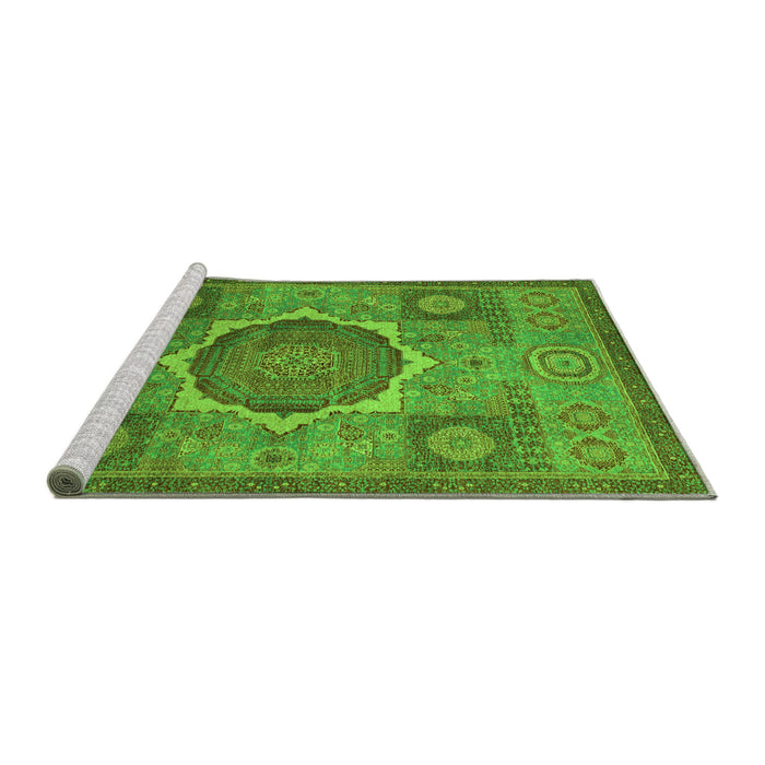 Sideview of Machine Washable Oriental Green Modern Area Rugs, wshabs1476grn