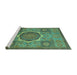 Sideview of Machine Washable Oriental Turquoise Modern Area Rugs, wshabs1476turq