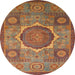 Round Abstract Red Oriental Rug, abs1476