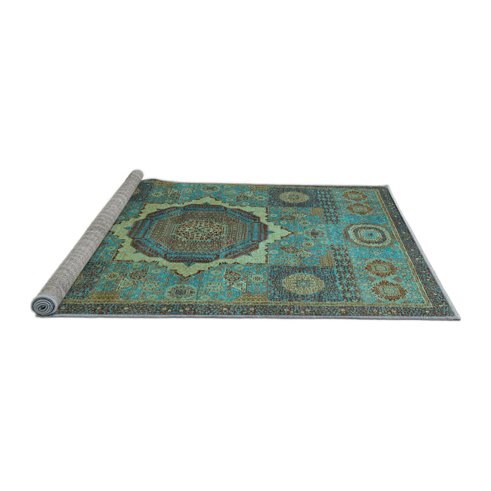 Sideview of Machine Washable Oriental Light Blue Modern Rug, wshabs1476lblu